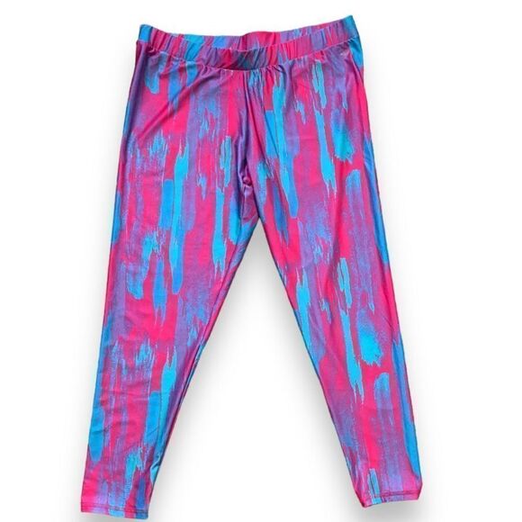 Everlast Leggings Fuchsia Pink Blue Abstract Art Print Activewear Size XL - Picture 2 of 8
